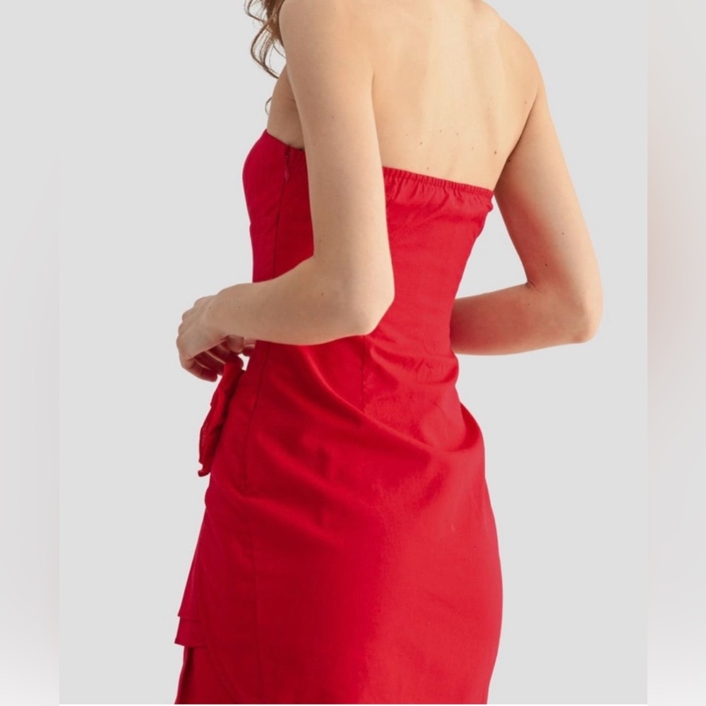 Lush Vibrant Red Strapless Dress - Picture 2 of 5